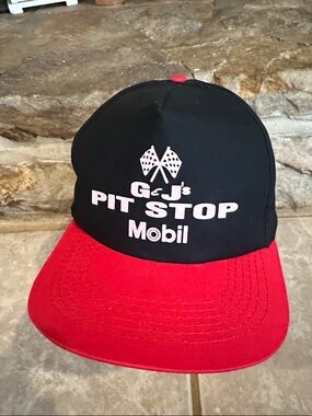 G & J's Pit Stop Mobil Racing Cap Black & Red